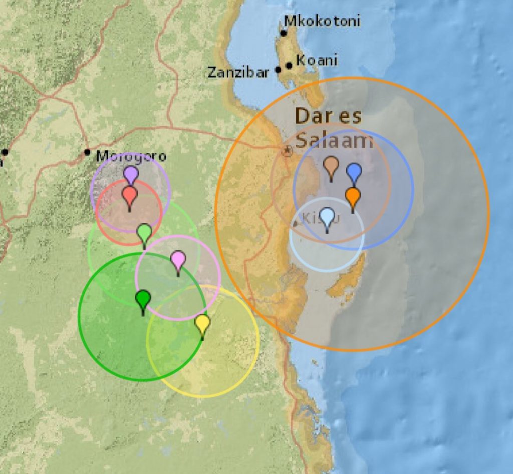 Affected areas of the earthquake yesterday